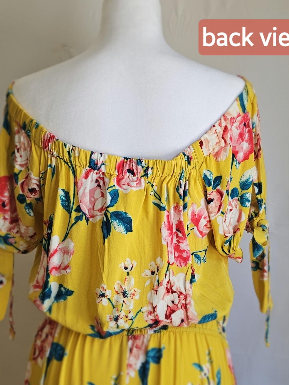 Band of Gypsies Yellow Floral Off Shoulder Maxi Dress L - Picture 5 of 16